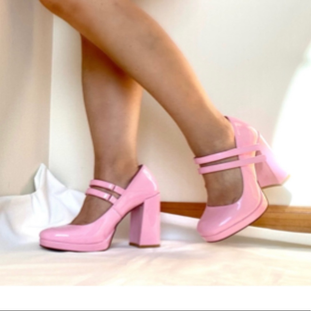 Steve Madden custom patten pink Mary Jane heels